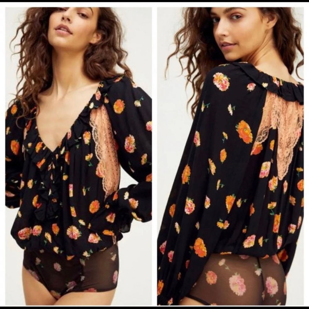 FREE PEOPLE Intimately Poppy Printed Bodysuit NWT  Size L